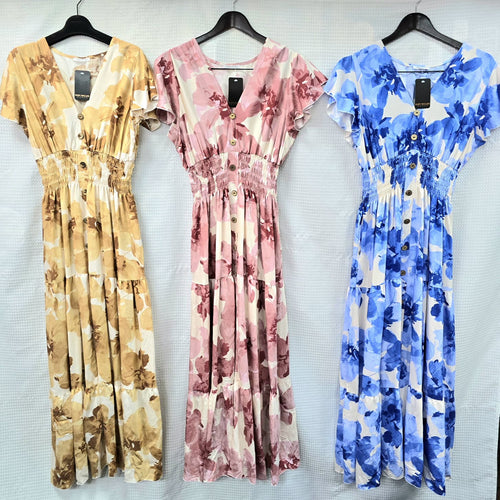 Floral Maxi V Neck Dress