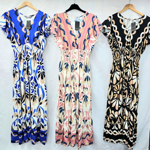 Contrast Abstract V Maxi Dress