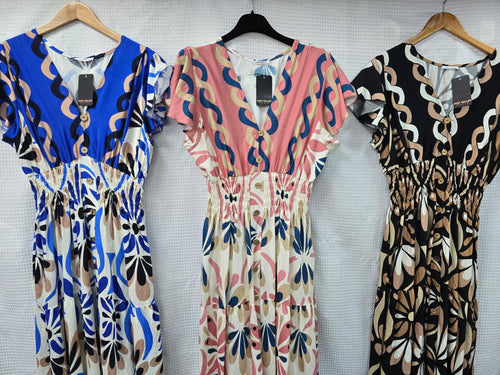 Contrast Abstract V Maxi Dress