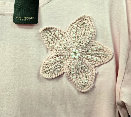 Crochet Pearl Daisy Cotton T-shirt Top