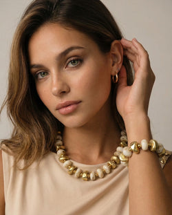 Luxury Resin Multi Gold Bead Necklace