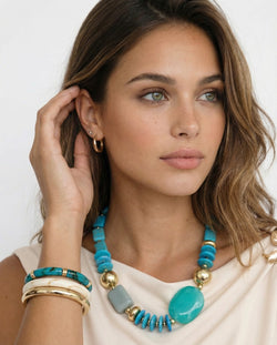 Marble Stone Textured Bead Necklace