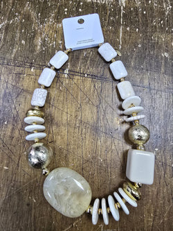Marble Stone Textured Bead Necklace