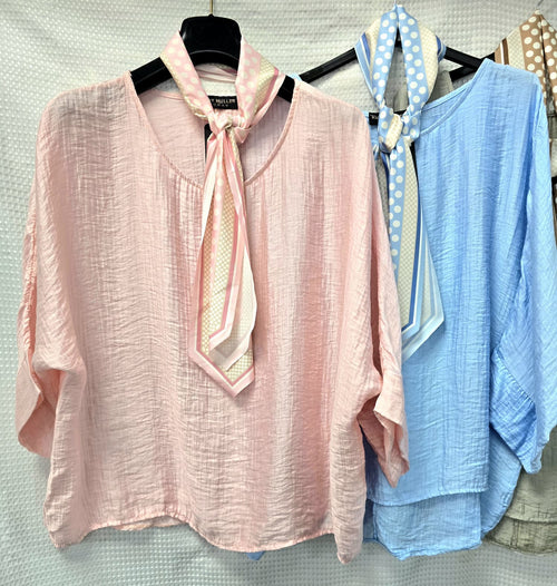 Tencel Blouse with Silk Scarf