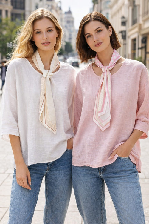 Tencel Blouse with Silk Scarf