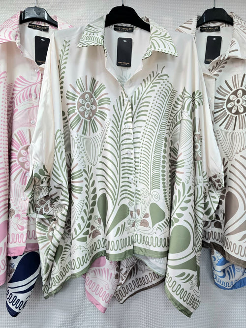 Oversized Silky Sateen Shirt Tunic