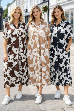 Mandarin Marble Oversized Cotton Smock Dress