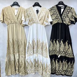 Embroidery V Maxi Dress
