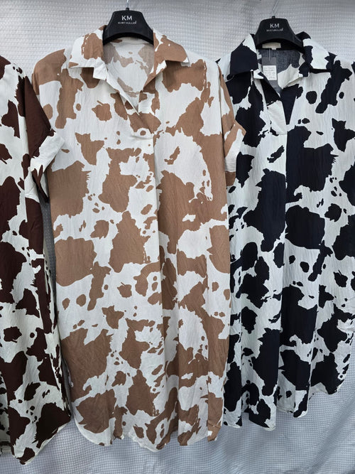 Mandarin Marble Oversized Cotton Smock Dress