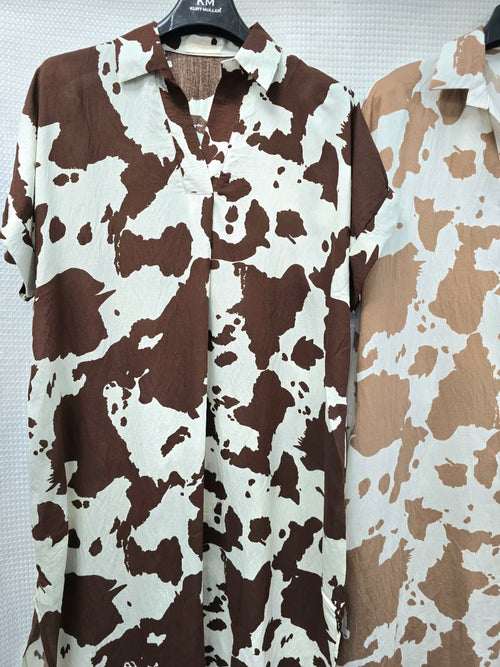 Mandarin Marble Oversized Cotton Smock Dress