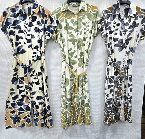 Palm Shirt Stud Maxi Dress