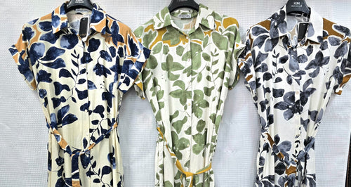 Palm Shirt Stud Maxi Dress