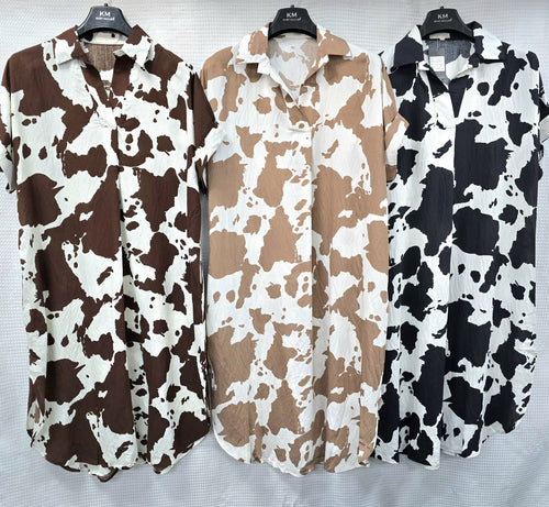 Mandarin Marble Oversized Cotton Smock Dress