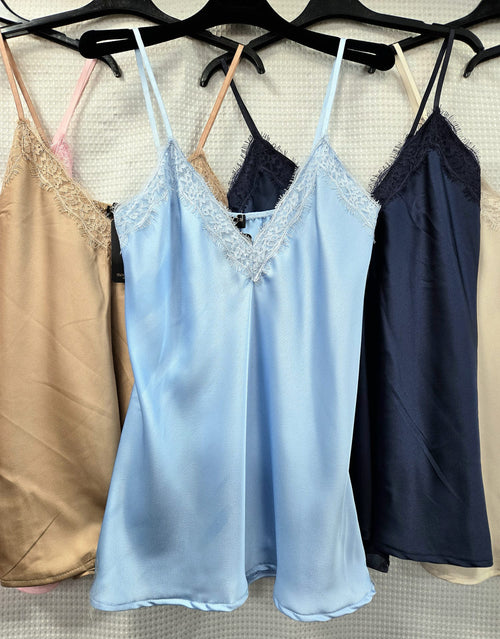 Longer Lace Trim Sateen Cami Vest Top