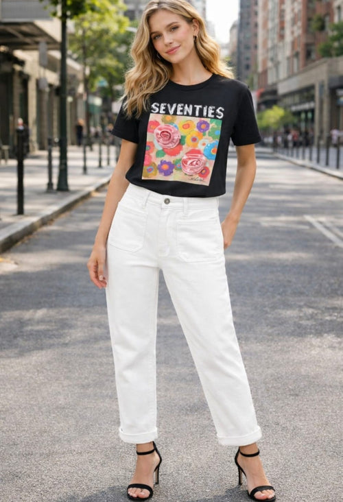 White Mom Fit 2 Front Pocket Voggo Jeans