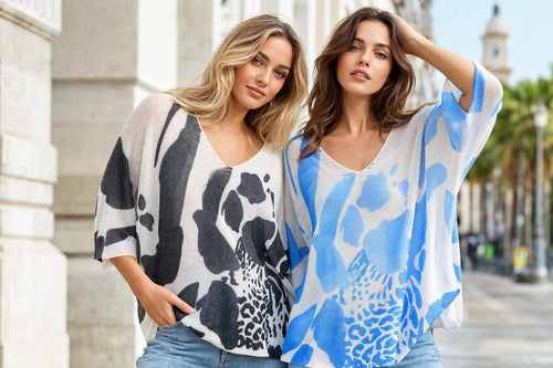 Cheetah Print V Neck Mesh Knit