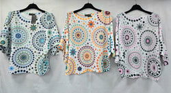 Mosaic Print Fine Mesh Knit