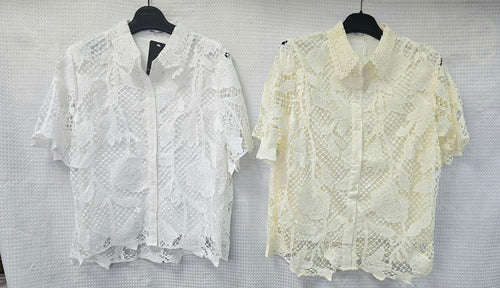 Lace Collar Short Sleeve Shirt