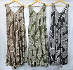 Leaf Parachute V Cotton Maxi Dress