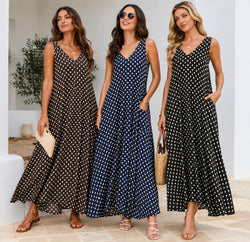 Polka Dot Parachute Lurex Cotton Maxi Dress