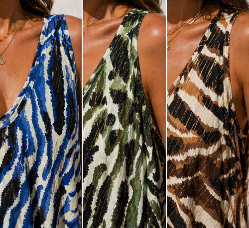 Tiger Cotton Lurex Parachute Maxi Dress