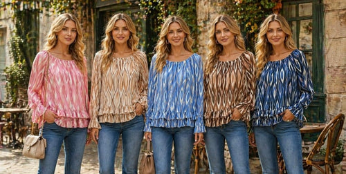 Swirl Long Sleeve Tier Hem Blouse