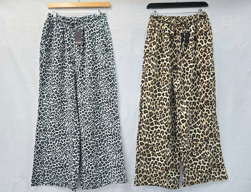 Leopard Printed Wide Leg Palazzo Trousers