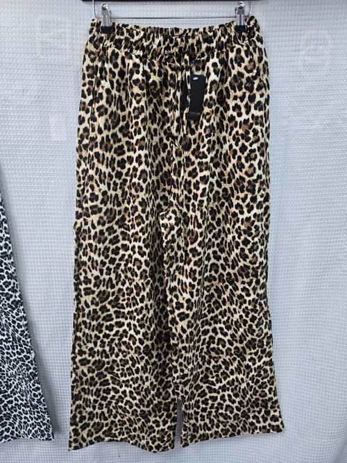 Leopard Printed Wide Leg Palazzo Trousers
