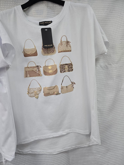 Handbag Cotton Printed high low Tshirt
