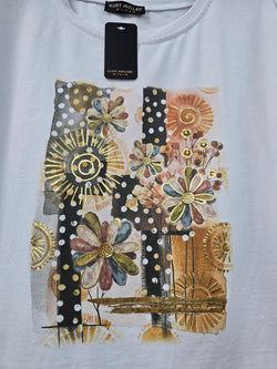 Golden Flower Cotton high Low T-shirt