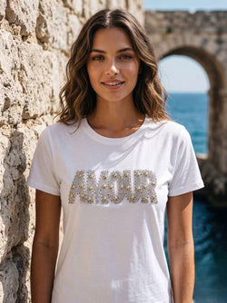 Amour Embellished Cotton T-shirt