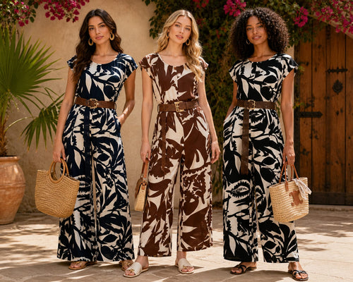 Mexicana Wide Leg Belted Jumpsuit