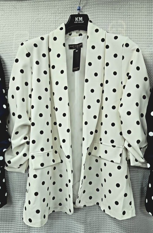 Polka Dot Rouched sleeve Blazer