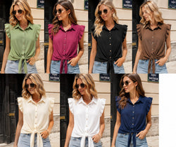 Plain Ruffle Edge Tie Top