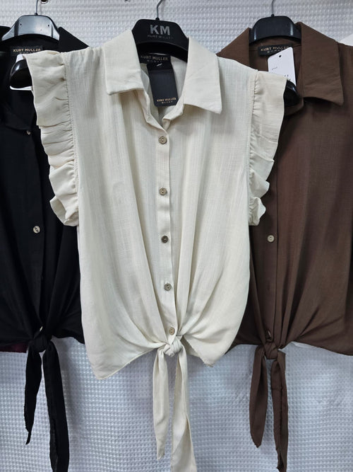 Plain Ruffle Edge Tie Top