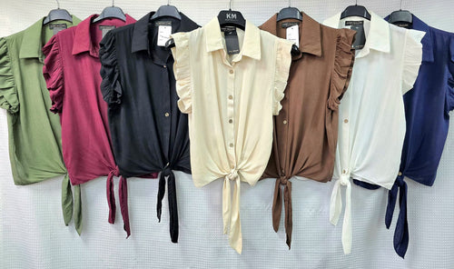 Plain Ruffle Edge Tie Top