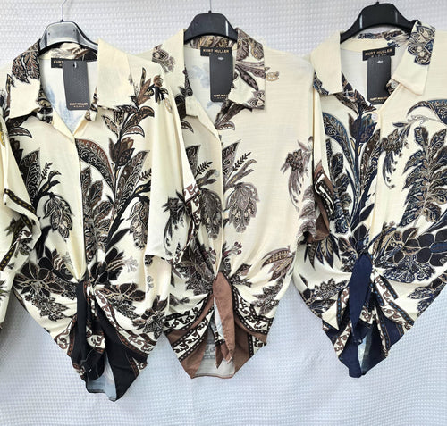 Palm Print Tie Blouse