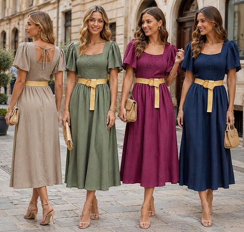 Emily Tencel Rouched Tie Back Maxi Dress