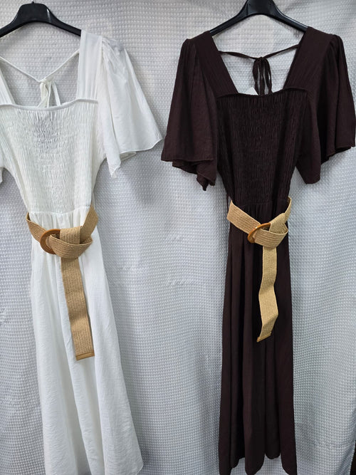 Emily Tencel Rouched Tie Back Maxi Dress