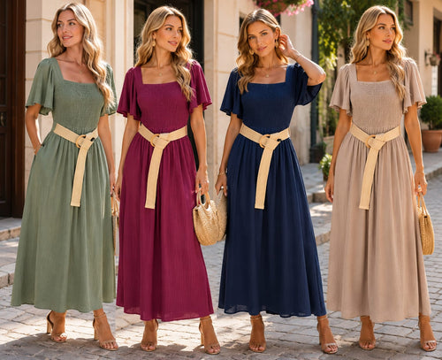 Emily Tencel Rouched Tie Back Maxi Dress