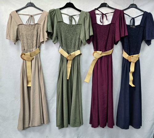 Emily Tencel Rouched Tie Back Maxi Dress