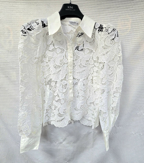 Sequin Cut Out Lace Crochet Shirt