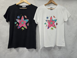 Sequin Sea Star Cotton Crew T-shirt