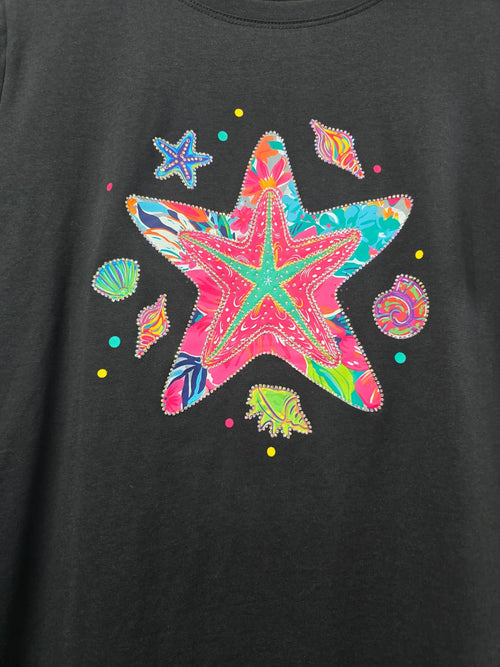 Sequin Sea Star Cotton Crew T-shirt