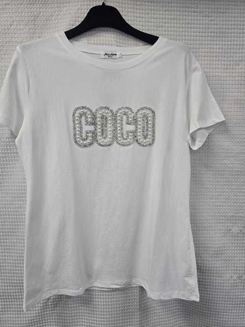 Pearl Coco Cotton Crew neck T-shirt
