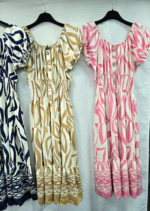 Tara Bardot Rouched Midi Dress