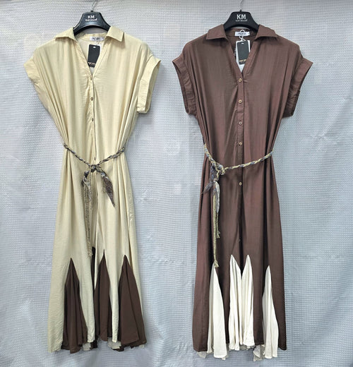 Oversized Tonal Shirt Maxi Dress