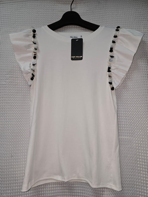 Disc Frill Sleeve Cotton Tshirt