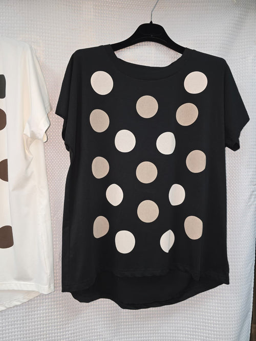 Polka Dot Cotton High Low Tshirt