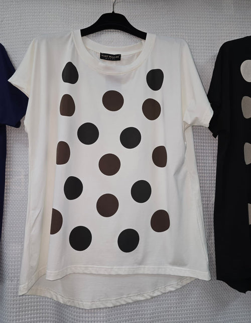 Polka Dot Cotton High Low Tshirt